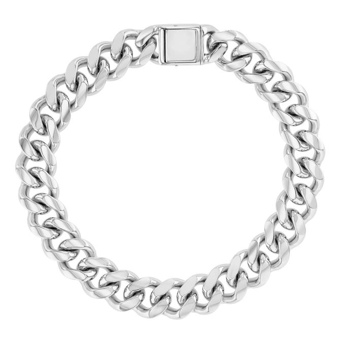 Sterling Silver Men's Curb Link Bracelet, 13.2 mm, 8.5"