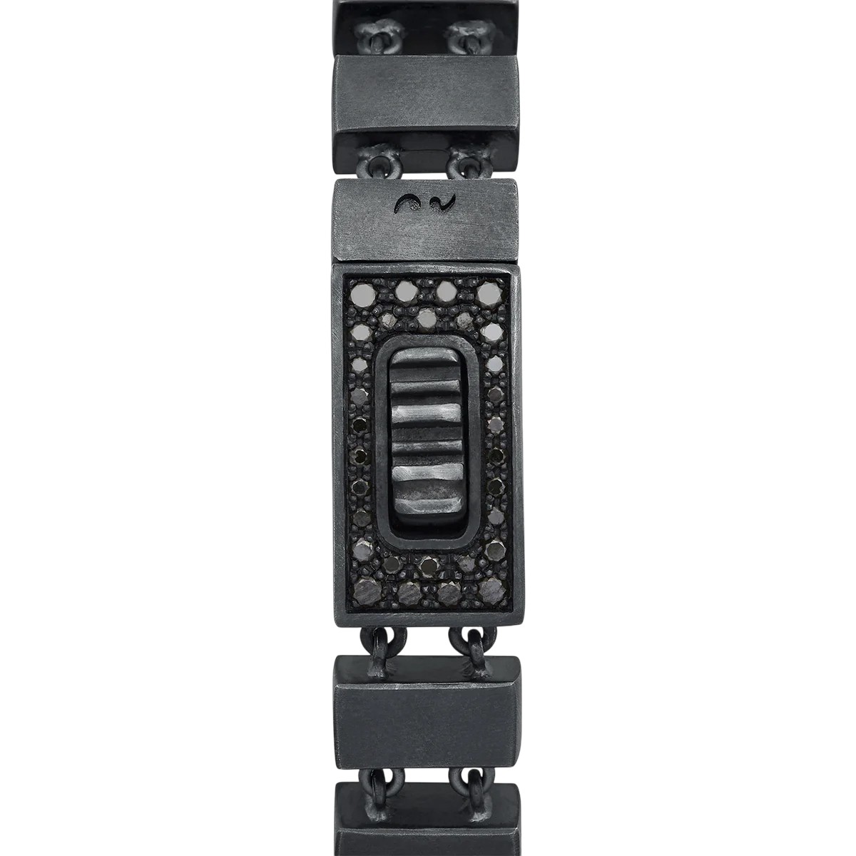 Marco Dal Maso Gladiator Black Diamond Slim Bracelet in Oxidized Sterling Silver, 8