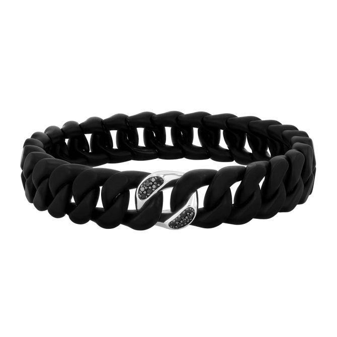 Demeglio Black Diamond & White Gold Single Link Bracelet in Black Ceramic