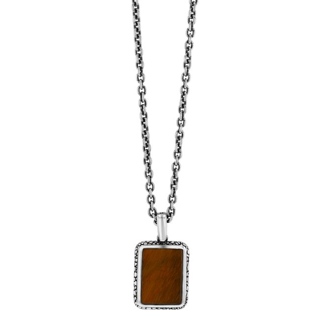 John Varvatos Snakeskin Tigers Eye Quartz Pendant in Sterling Silver, 24"