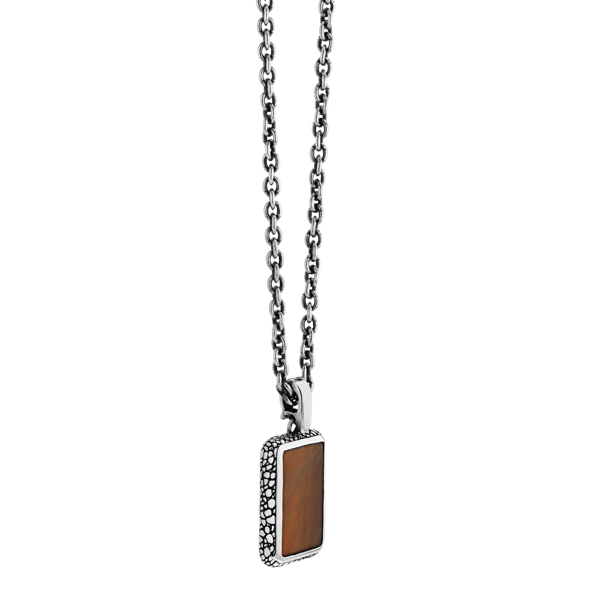 John Varvatos Snakeskin Tigers Eye Quartz Pendant in Sterling Silver, 24