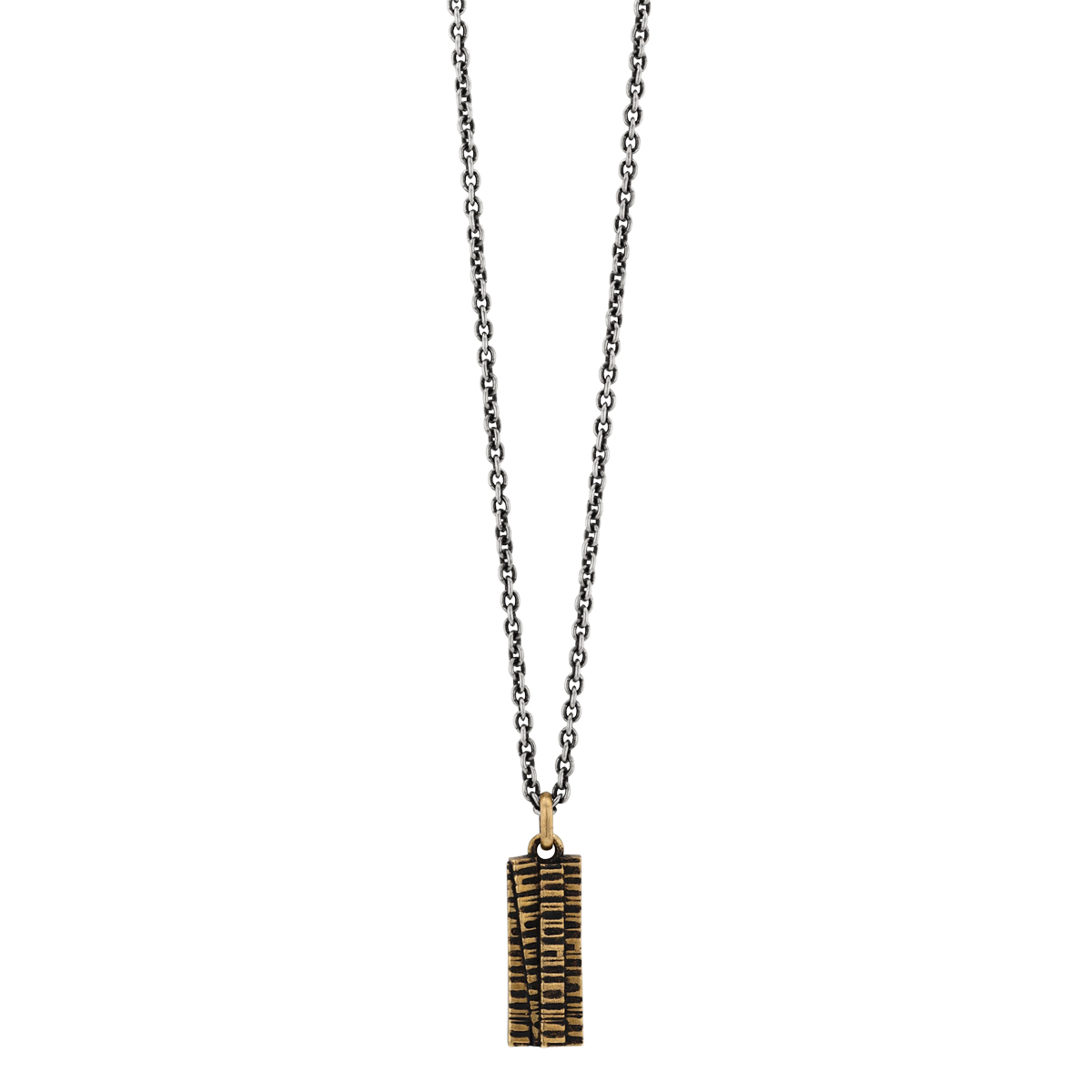 John Varvatos Notched Sterling Silver & Brass Rectangle Pendant, 24