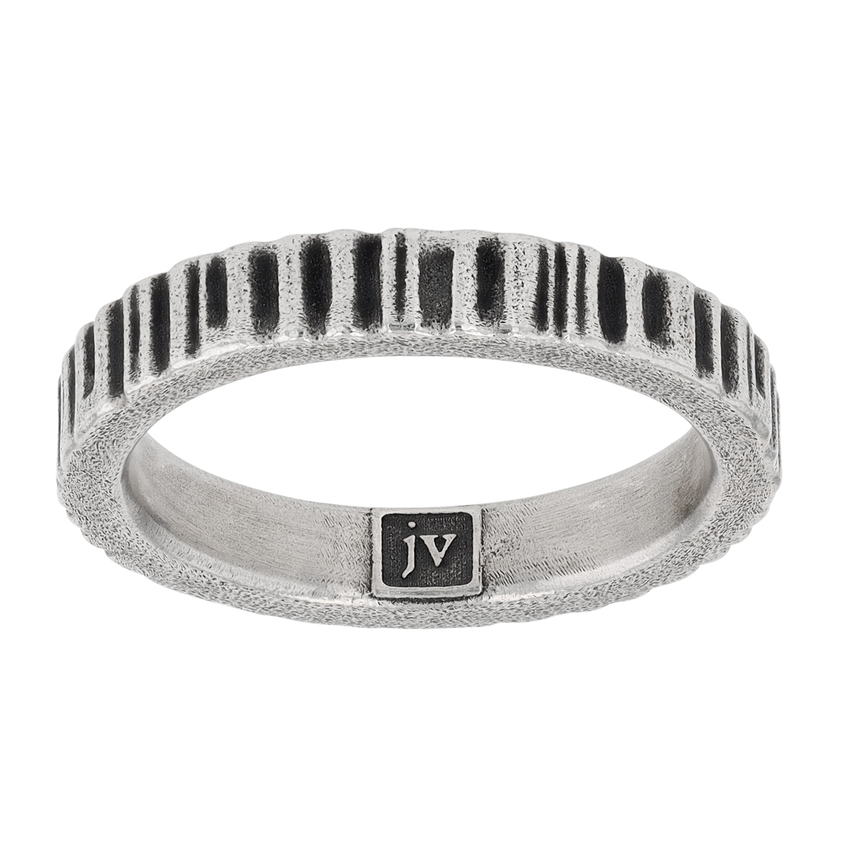 John Varvatos Notched Sterling Silver Ring, Size 10