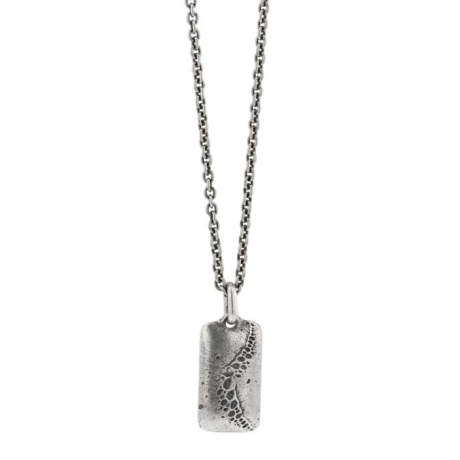 John Varvatos Kiln Distressed Sterling Silver Rectangle Pendant, 24"