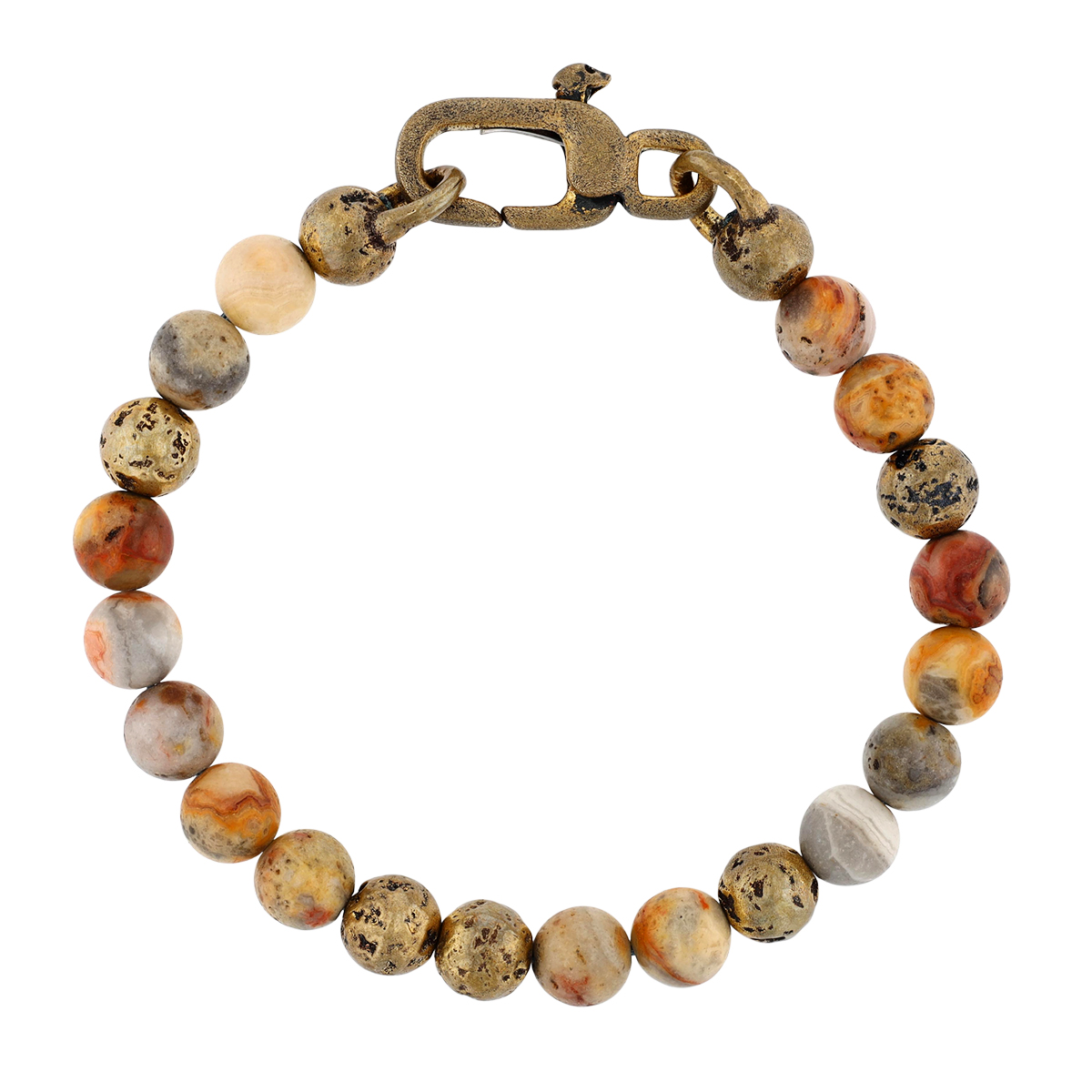John Varvatos Kiln Agate Chalcedony Beaded Bracelet in Brass, 8