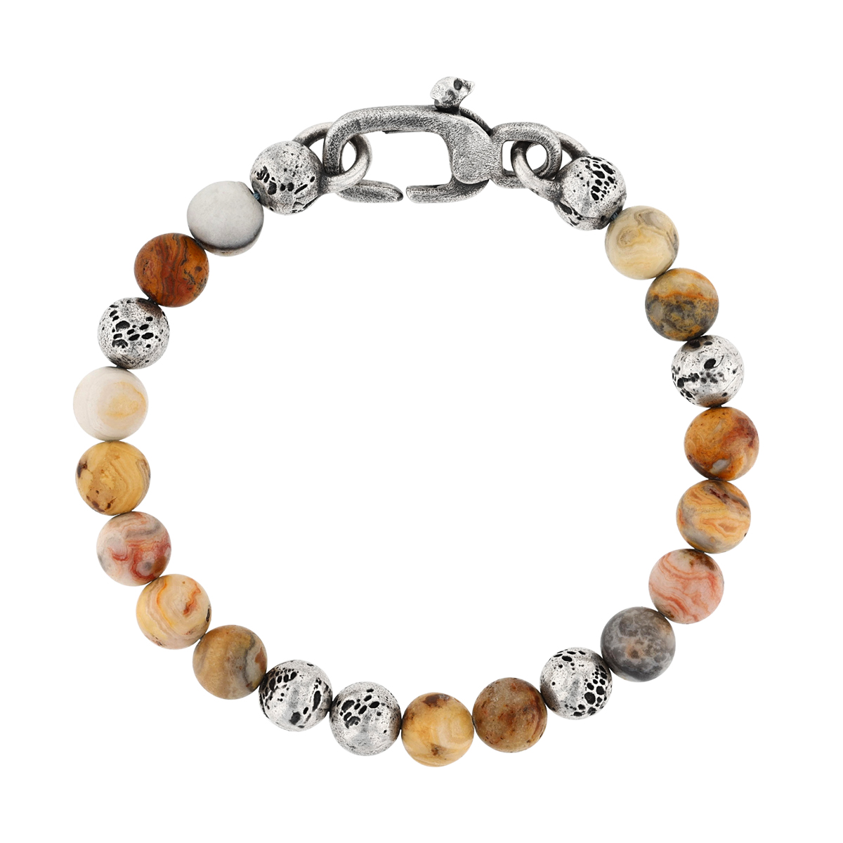 John Varvatos Kiln Agate Chalcedony Beaded Bracelet in Sterling Silver, 8