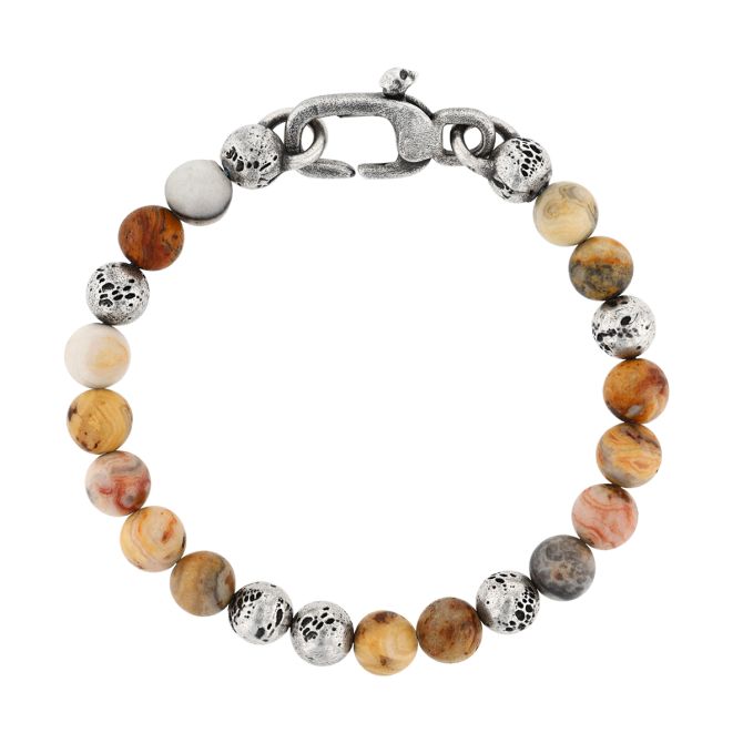 John Varvatos Kiln Agate Chalcedony Beaded Bracelet in Sterling Silver, 8"