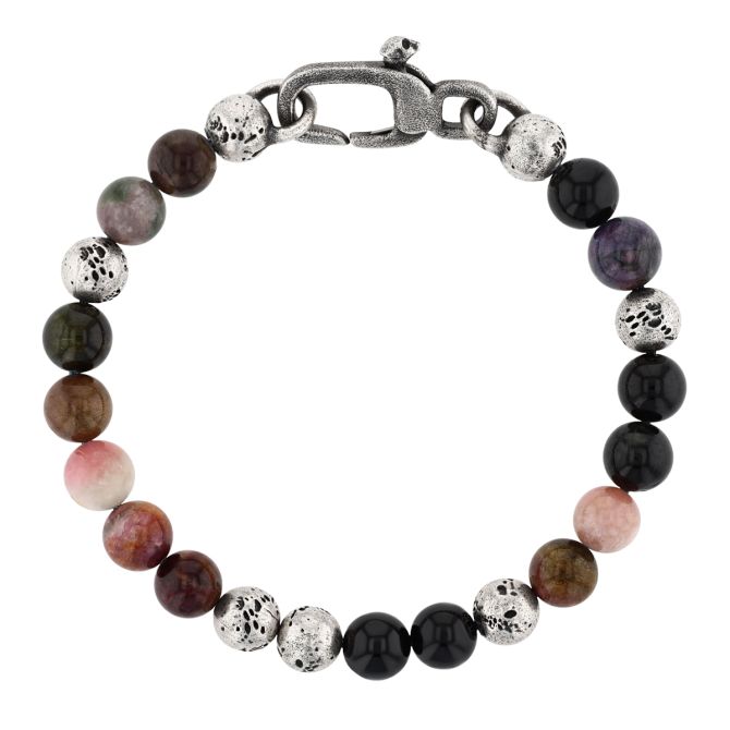 John Varvatos Kiln Tourmaline Beaded Bracelet in Sterling Silver, 8"