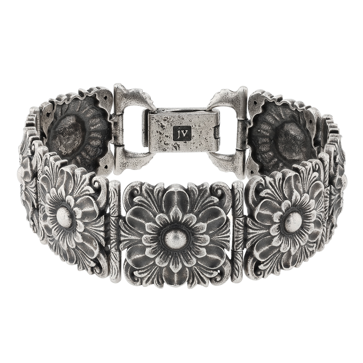 John Varvatos Gothic Sterling Silver Floral Bracelet, 7.75