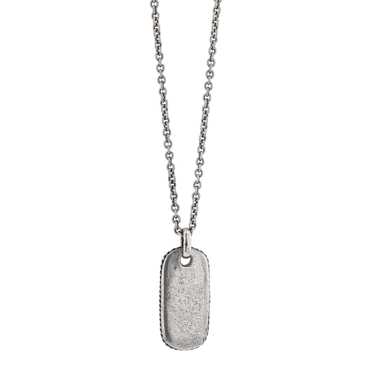 John Varvatos Distressed Sterling Silver Dog Tag Pendant, 24