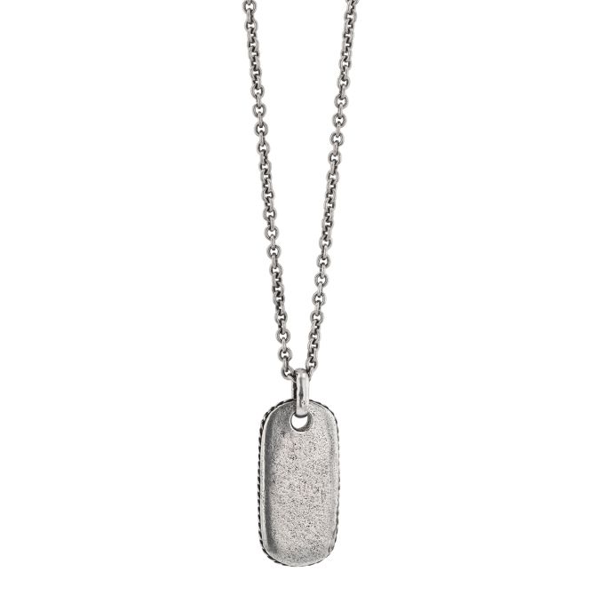 John Varvatos Distressed Sterling Silver Dog Tag Pendant, 24"