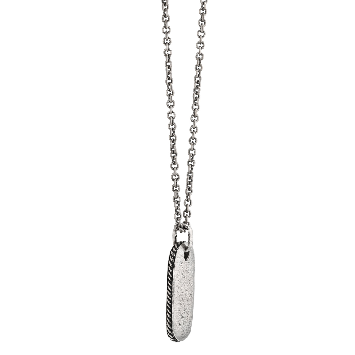 John Varvatos Distressed Sterling Silver Dog Tag Pendant, 24