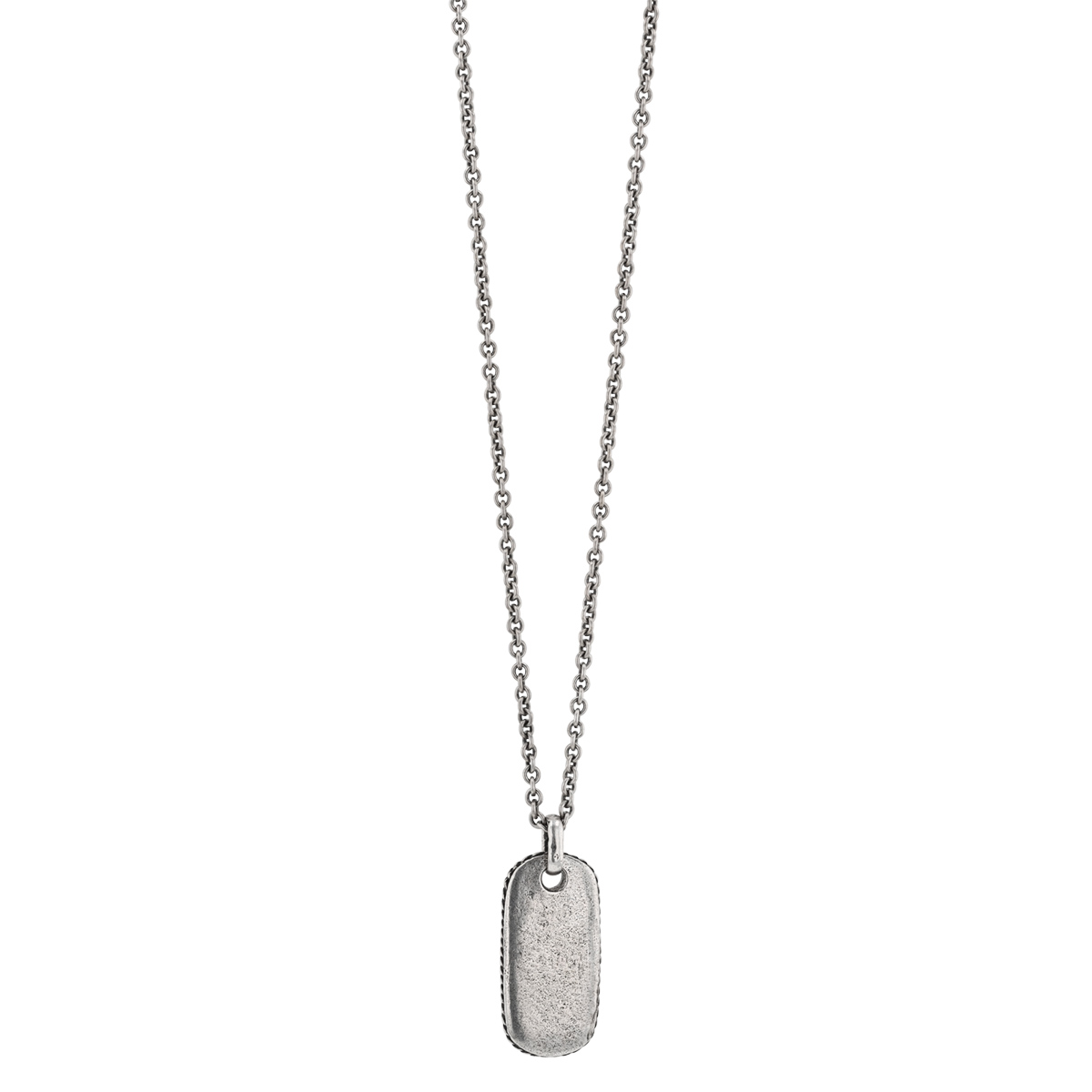 John Varvatos Distressed Sterling Silver Dog Tag Pendant, 24