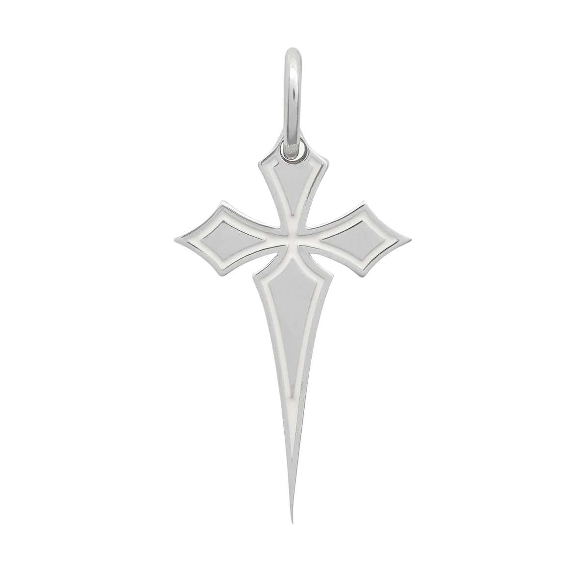 Marco Dal Maso Ivory Enamel Gothic Cross Amulet Charm in Sterling Silver