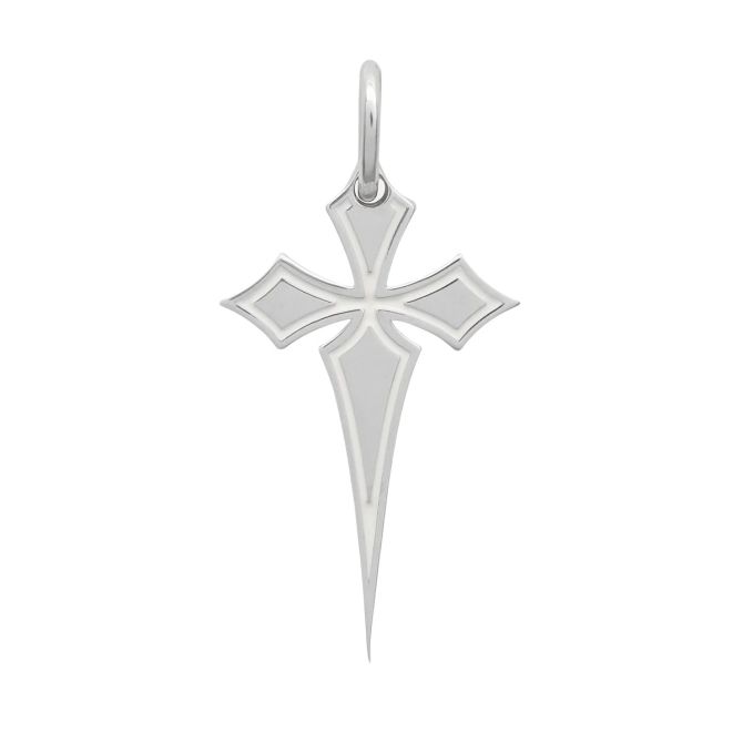 Marco Dal Maso Ivory Enamel Gothic Cross Amulet Charm in Sterling Silver