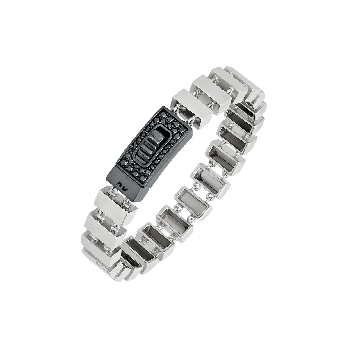 Marco Dal Maso Gladiator Black Diamond Slim Bracelet in Polished & Oxidized Sterling Silver