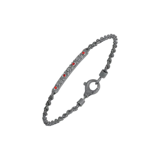 Marco Dal Maso Red Sapphire Bracelet in Oxidized Sterling Silver