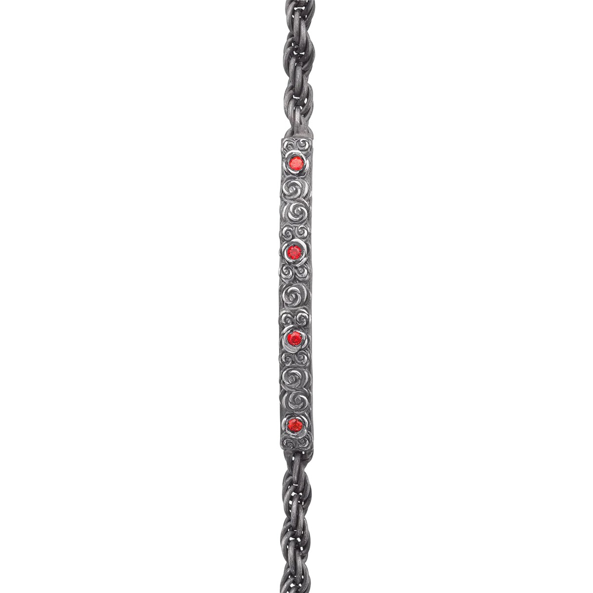 Marco Dal Maso Red Sapphire Bracelet in Oxidized Sterling Silver