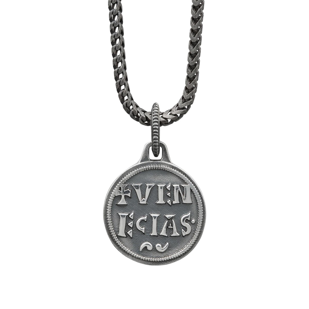 Marco Dal Maso Moneta Blue Sapphire Pendant in Oxidized Sterling Silver