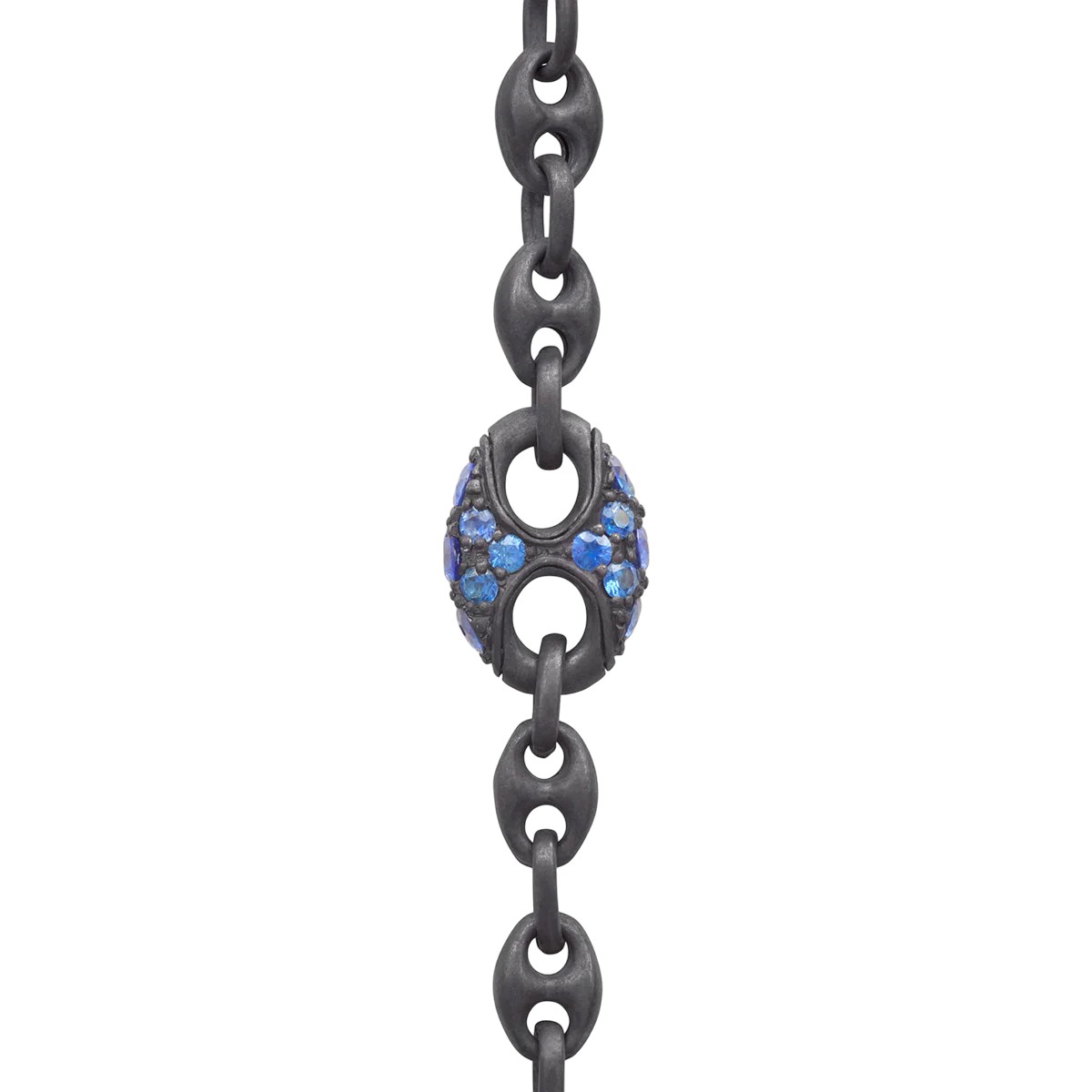 Marco Dal Maso Ulysses Oxidized Sterling Silver Marine Link Chain Necklace with Sapphires
