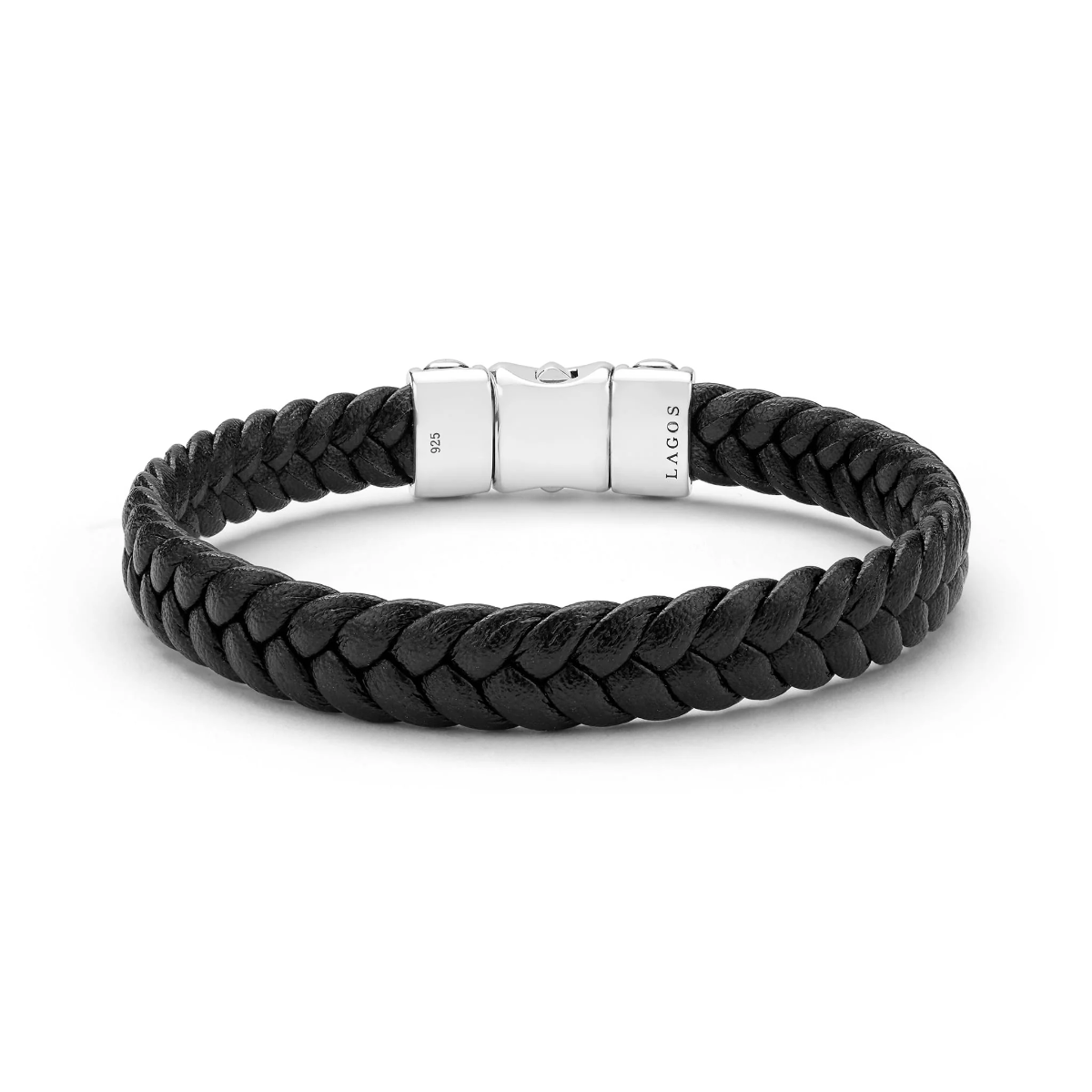 LAGOS Anthem Vegan Black Leather & Sterling Silver Braided Bracelet, 8
