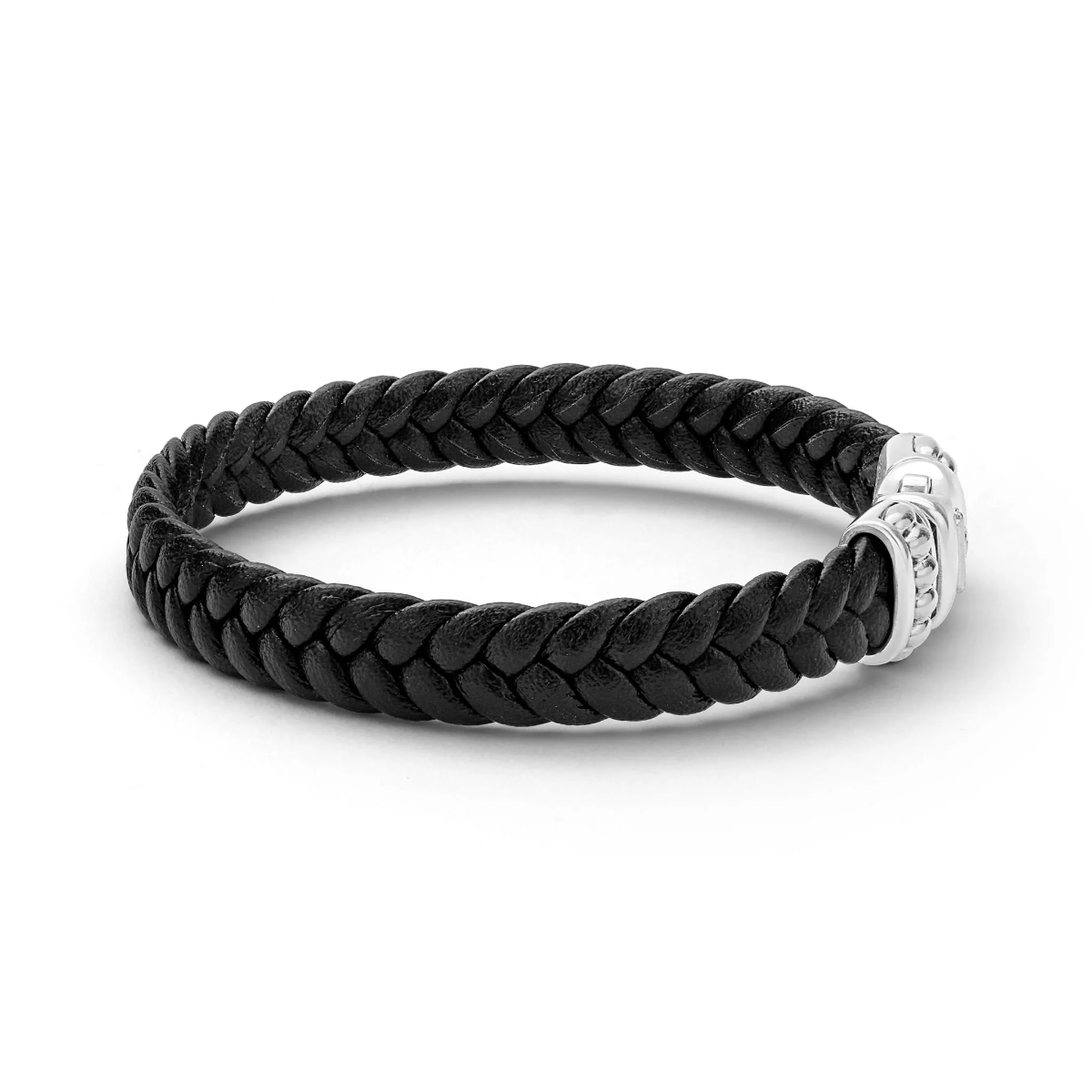 LAGOS Anthem Vegan Black Leather & Sterling Silver Braided Bracelet, 8