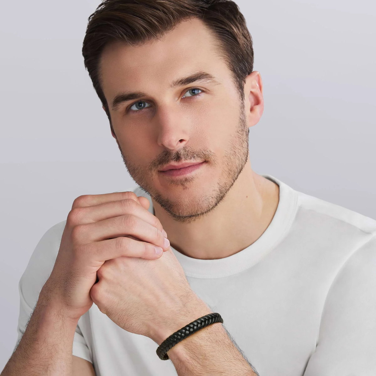 LAGOS Anthem Vegan Black Leather & Sterling Silver Braided Bracelet, 8