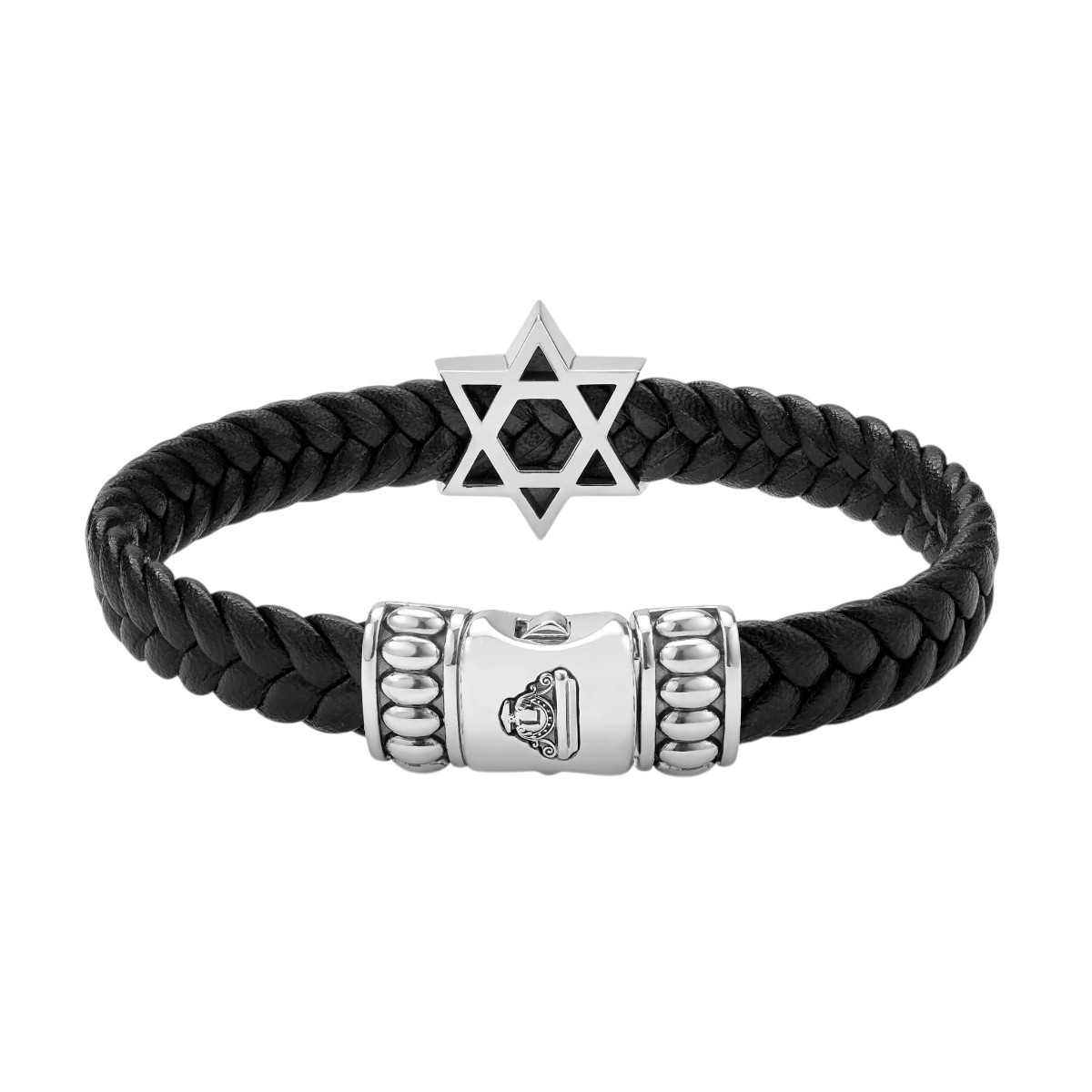 LAGOS Anthem Vegan Black Leather & Sterling Silver Star of David Bracelet, 8