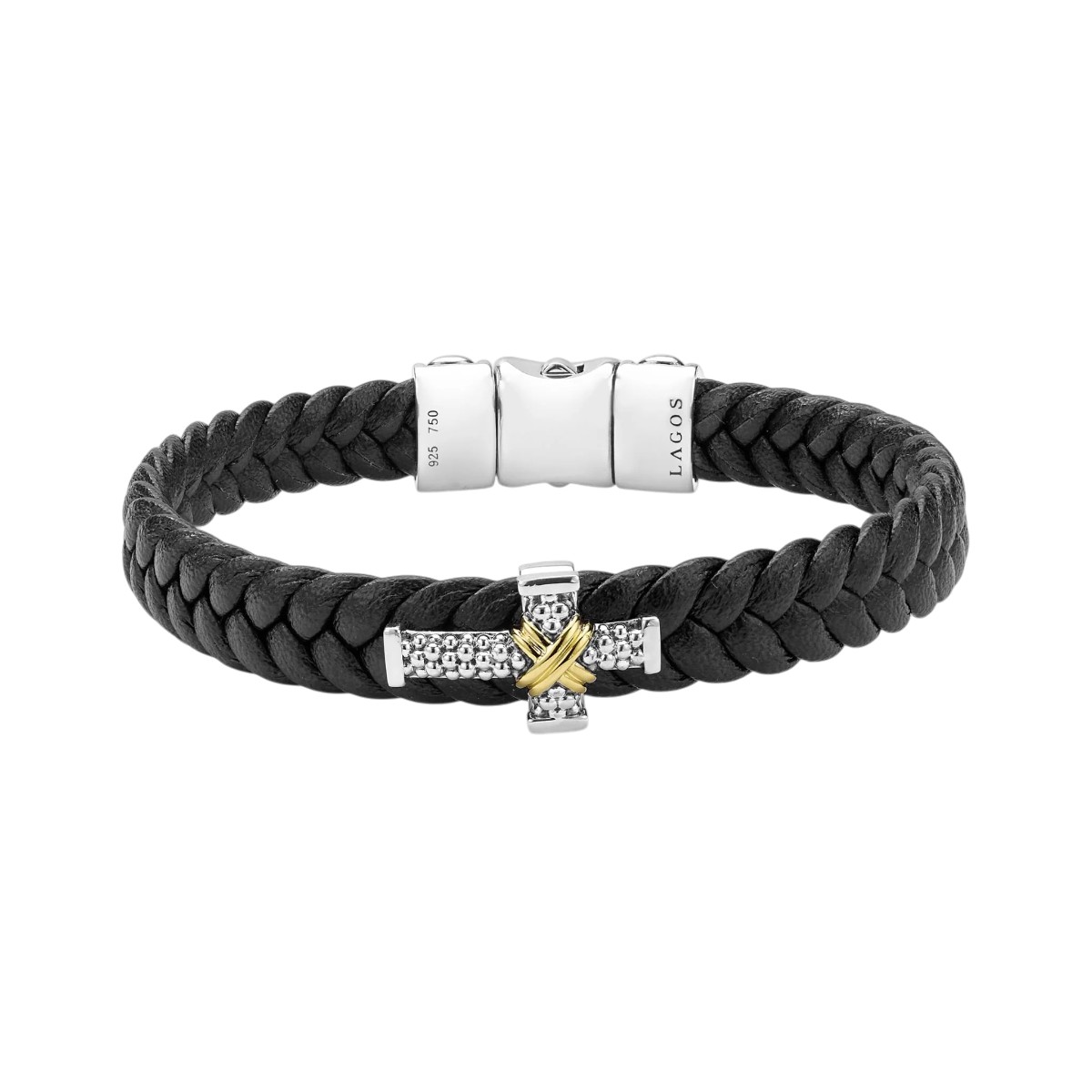 LAGOS Anthem Vegan Black Leather & Sterling Silver Cross Bracelet, 8