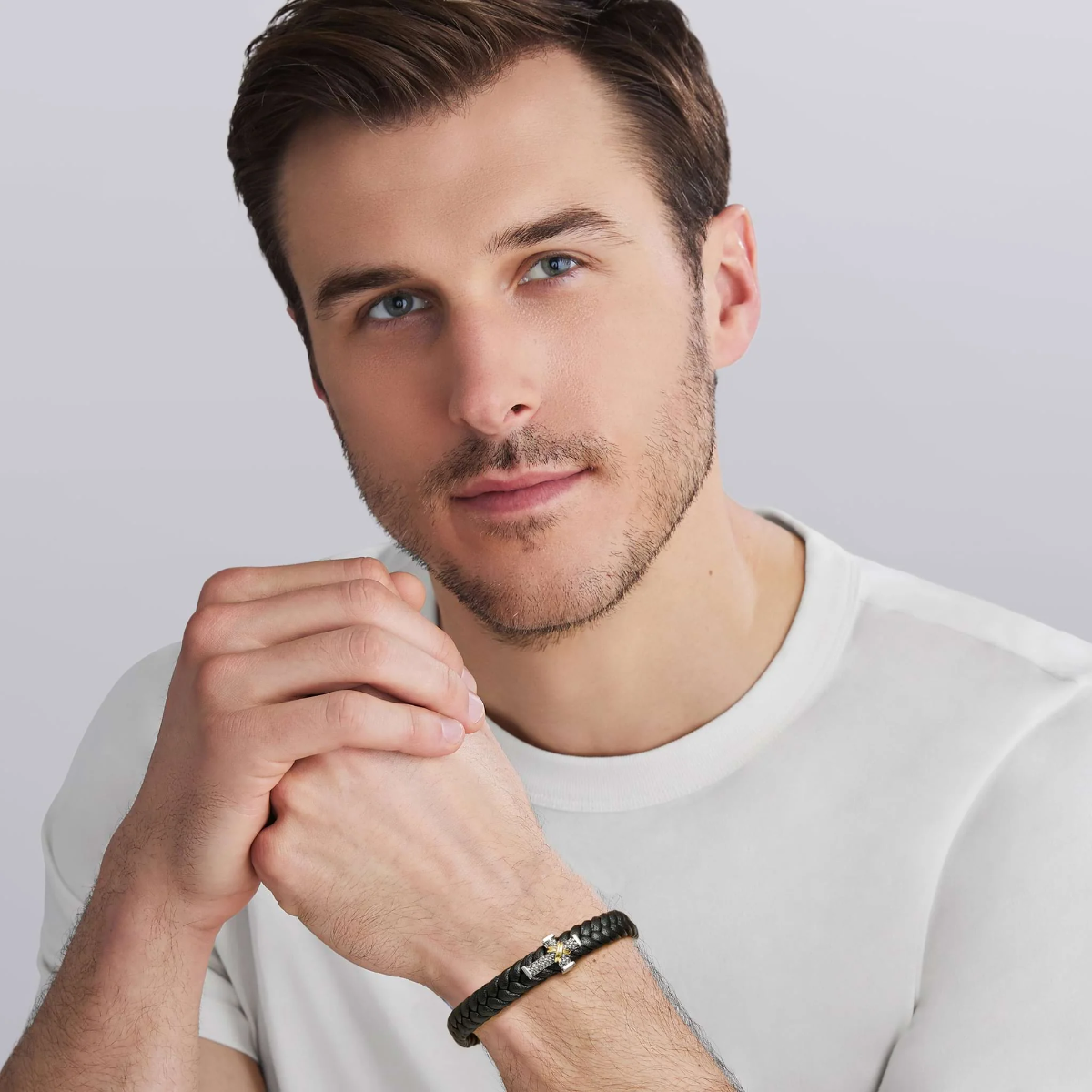 LAGOS Anthem Vegan Black Leather & Sterling Silver Cross Bracelet, 8