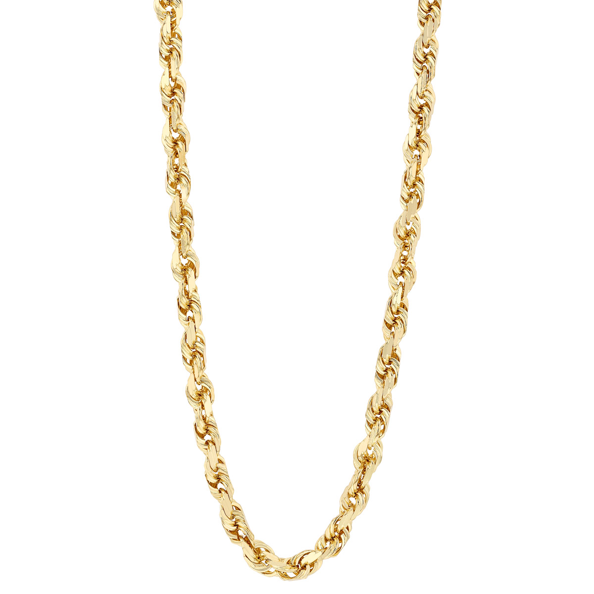 Yellow Gold Diamond Cut Rope Chain, 4.40 mm, 24