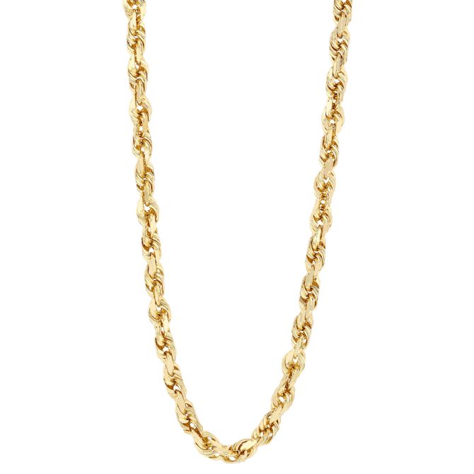 Yellow Gold Diamond Cut Rope Chain, 4.40 mm, 24"