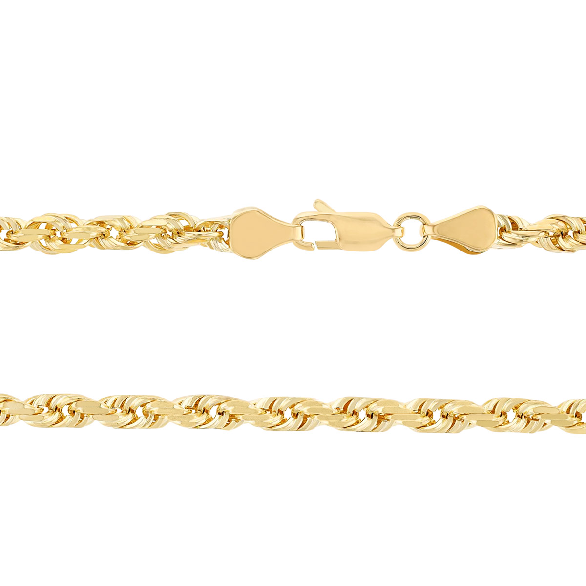 Yellow Gold Diamond Cut Rope Chain, 4.40 mm, 24