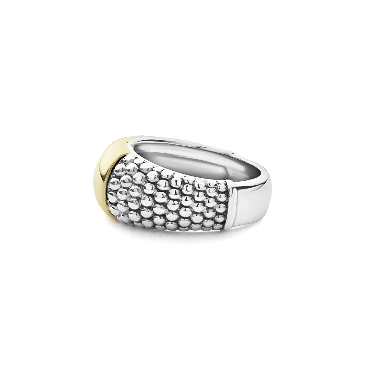 LAGOS High Bar Gold Station Caviar Ring, Size 7