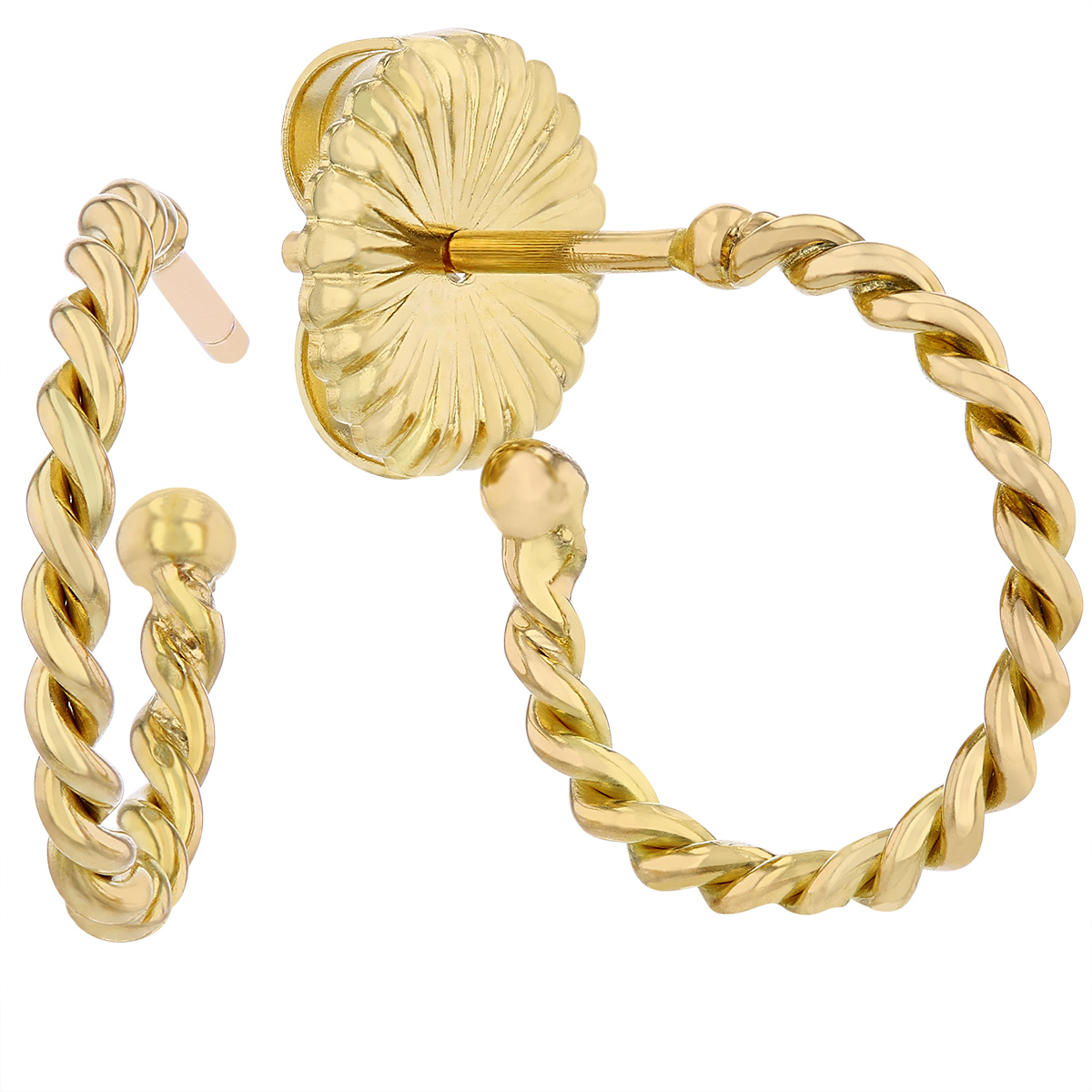 Clara Williams Yellow Gold Mini Twisted Hoop Earrings