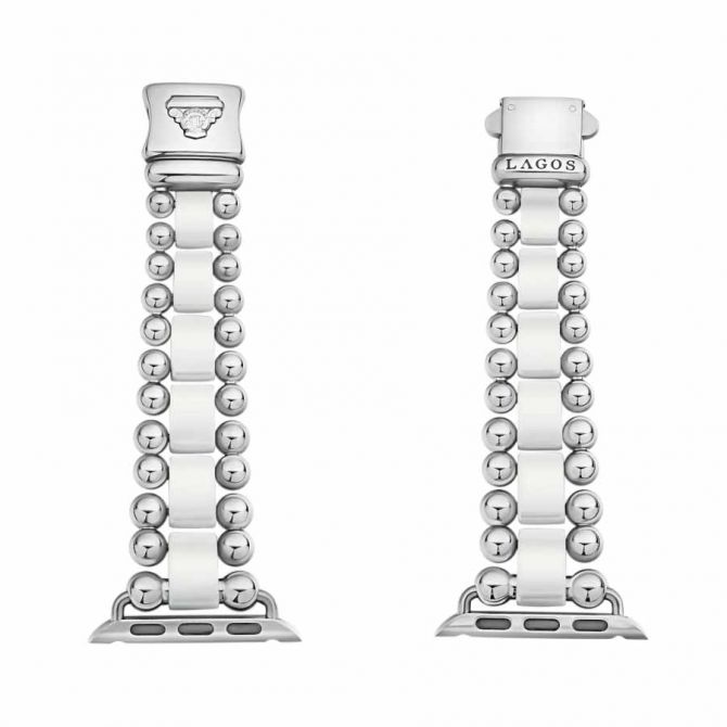 LAGOS Smart Caviar White Ceramic Watch Bracelet, 38-44 mm