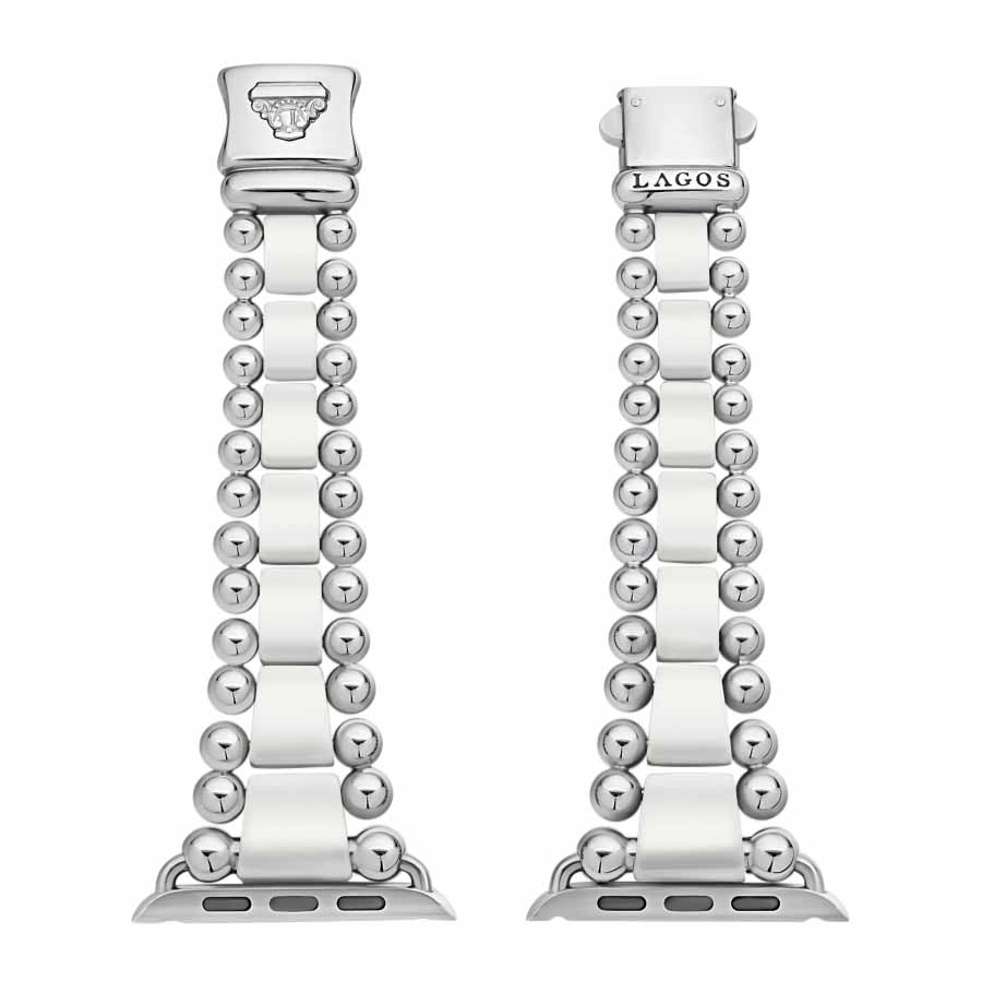 LAGOS Smart Caviar White Ceramic Watch Bracelet, 42-44 mm