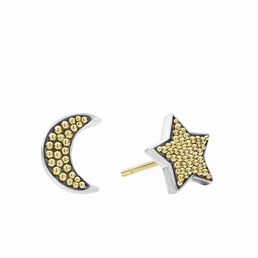 LAGOS Signature Caviar Moon and Star Stud Earrings
