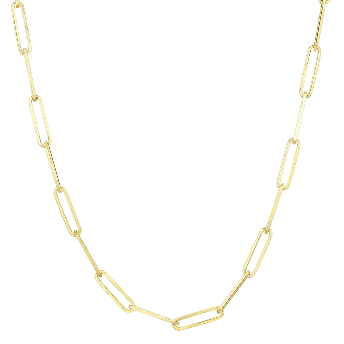 Yellow Gold Medium Paperclip Link Chain, 18