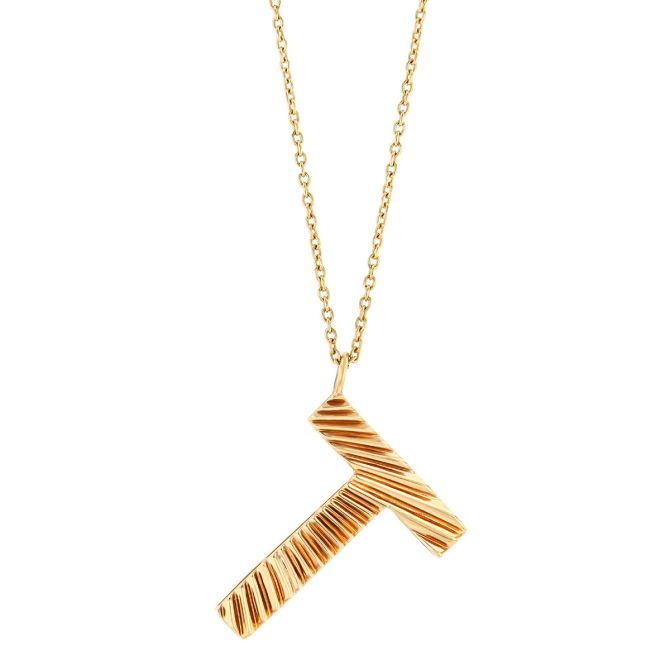 My Story Fine Jewelry Yellow Gold T Pendant, 18"