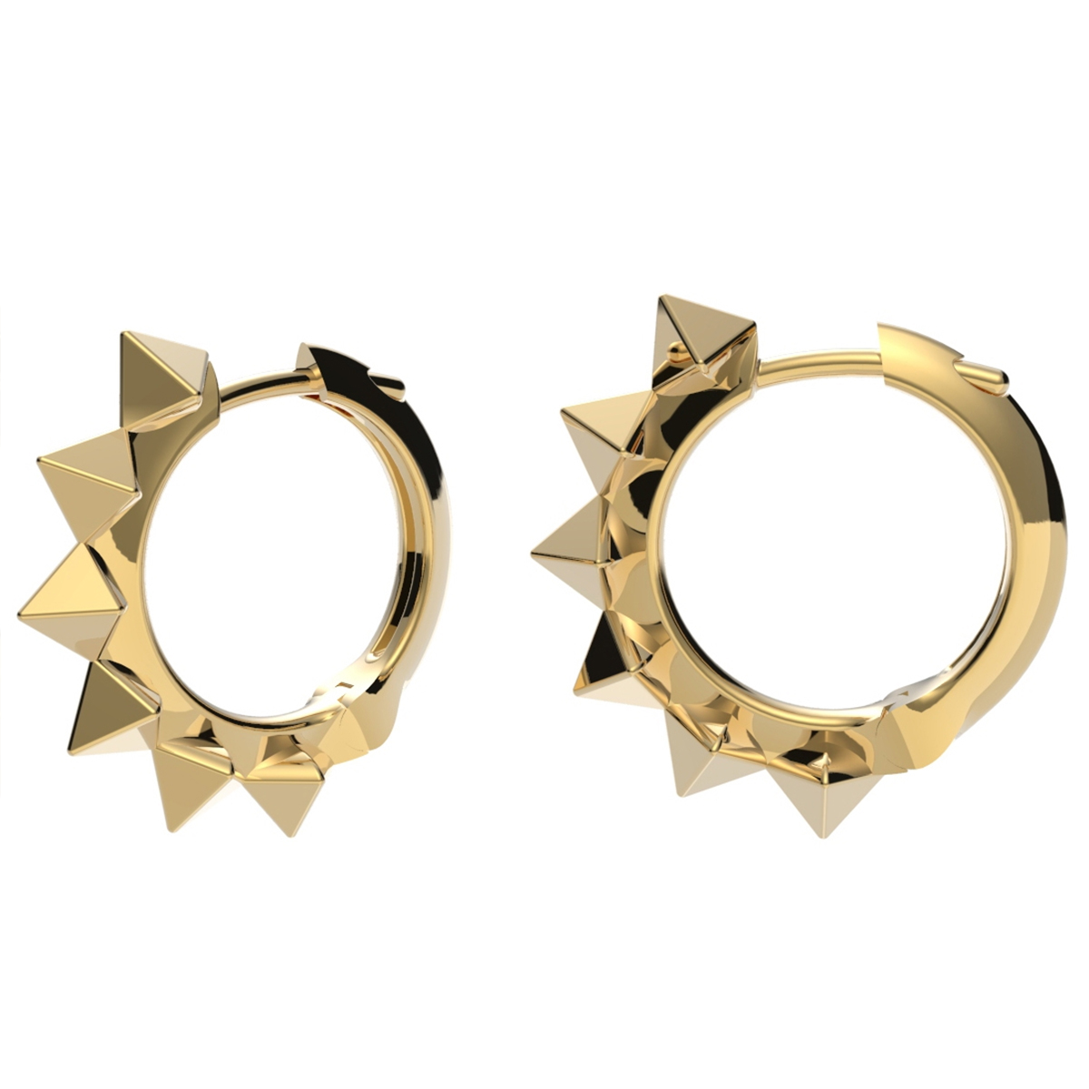 Alessandra Dona Friday Night Yellow Gold Studded Spike Huggie Hoop Earrings