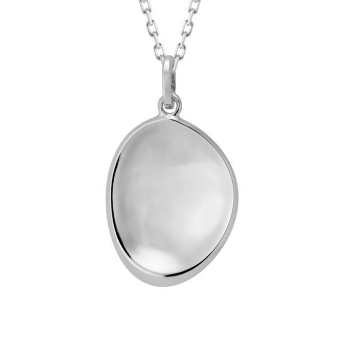 Sterling Silver Freeform Flat Pebble Pendant, 18"