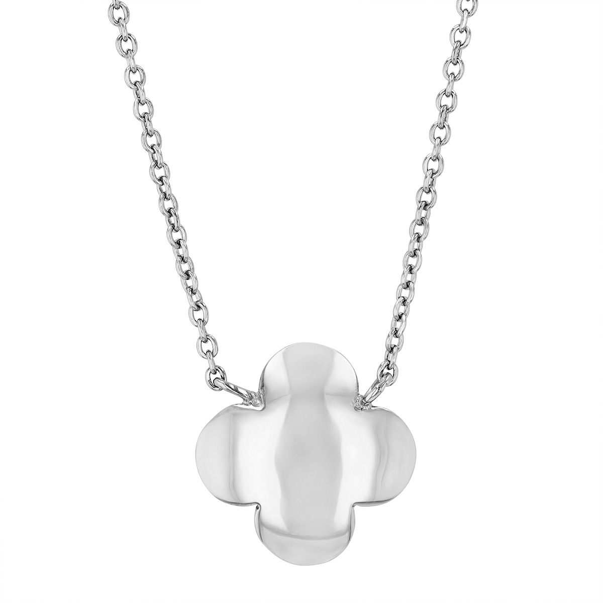 Sterling Silver Four Petal Flower Pendant, 18