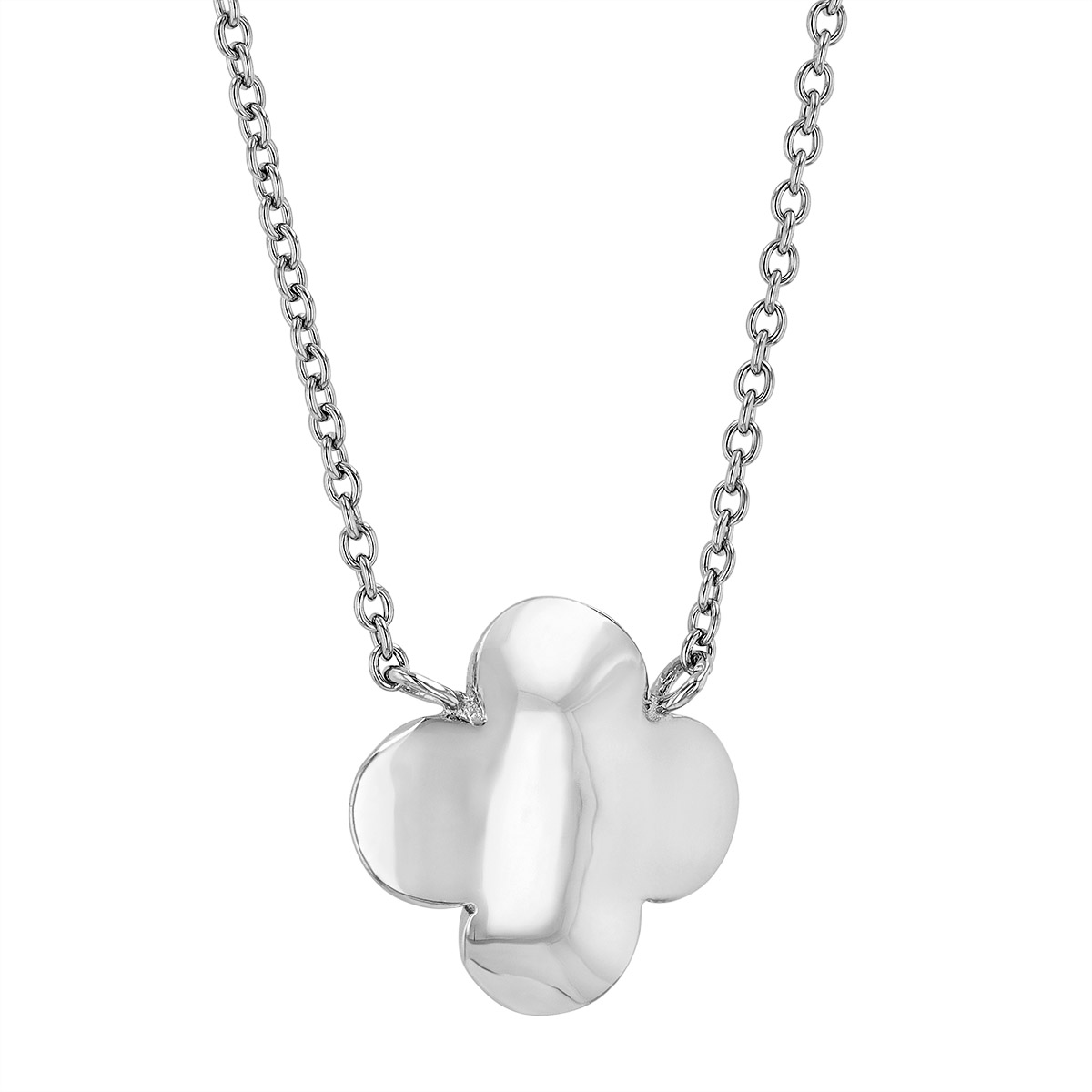 Sterling Silver Four Petal Flower Pendant, 18