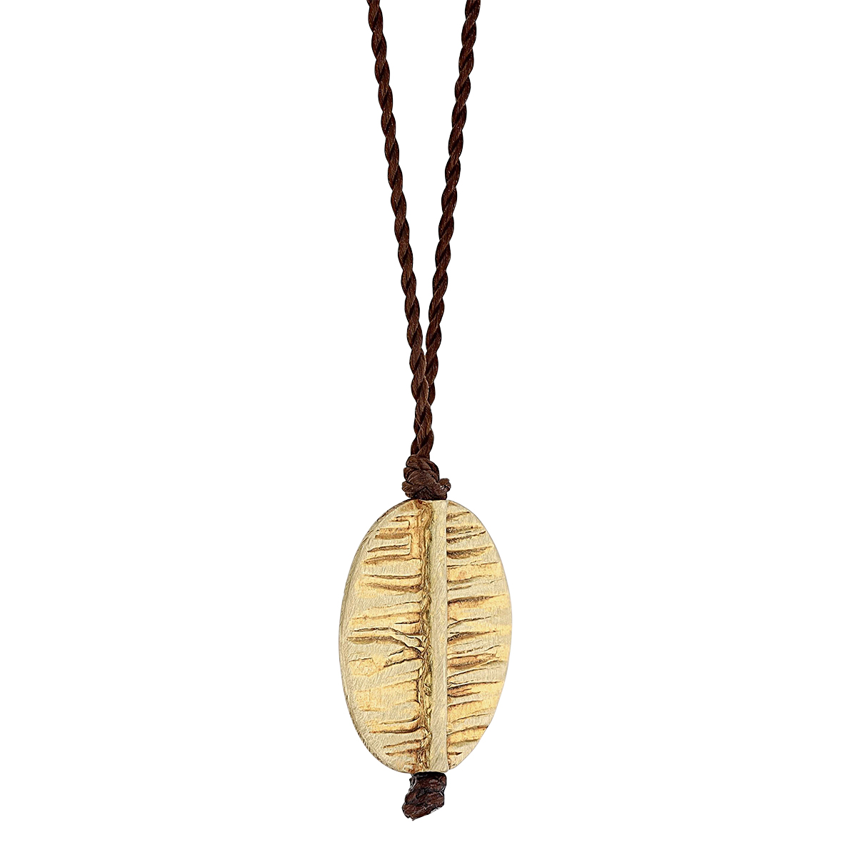Margaret Solow Textured Yellow Gold Round Leaf Cord Pendant, 16