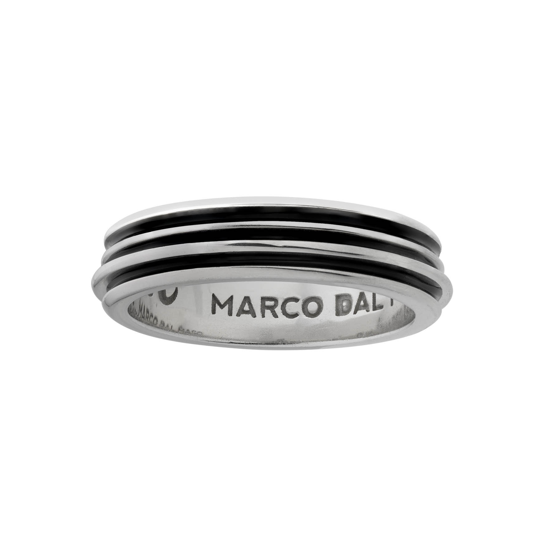 Marco Dal Maso Acies Single Polished Silver Ring with Black Enamel