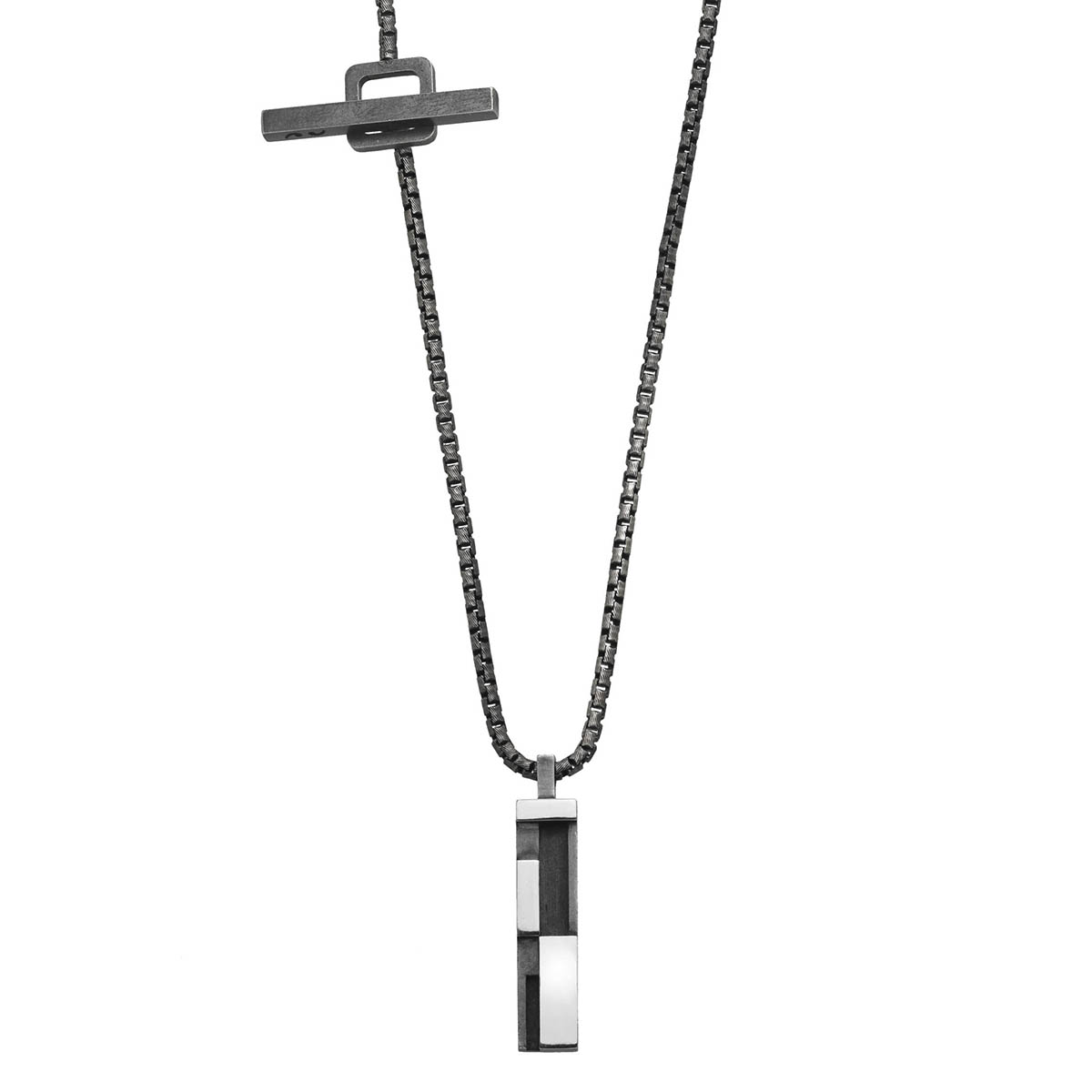 Marco Dal Maso Di Stijl Oxidized and Polished Silver Pendant with Black Enamel