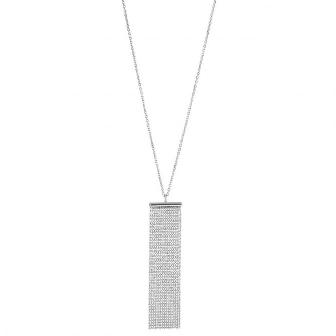 Sterling Silver Mesh Rectangle Pendant, 28"