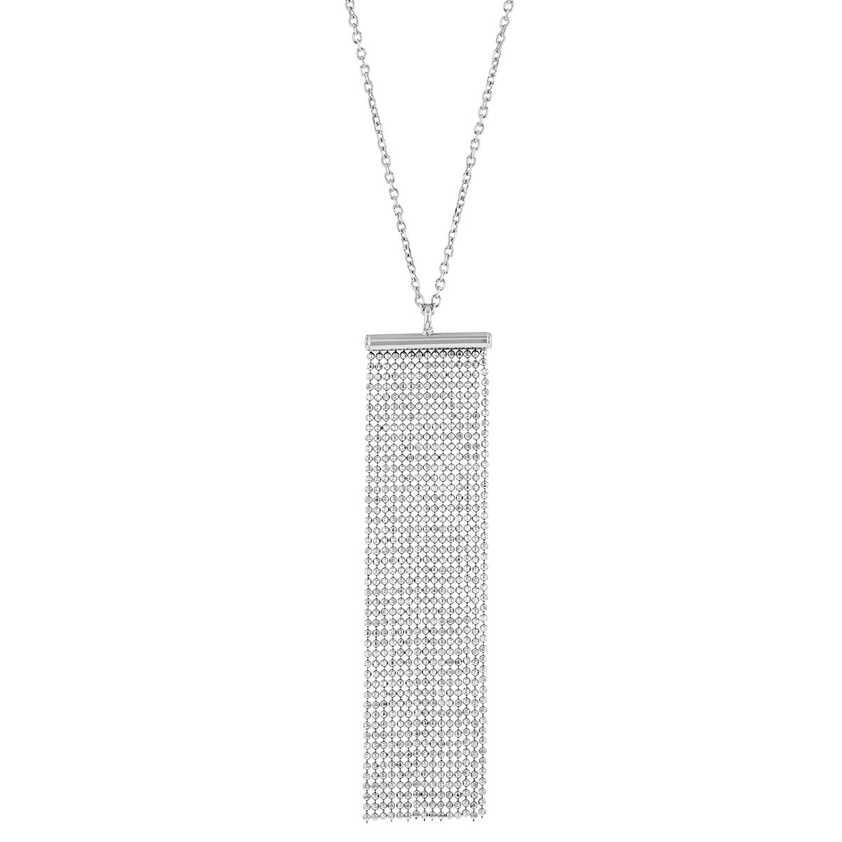 Sterling Silver Mesh Rectangle Pendant, 28
