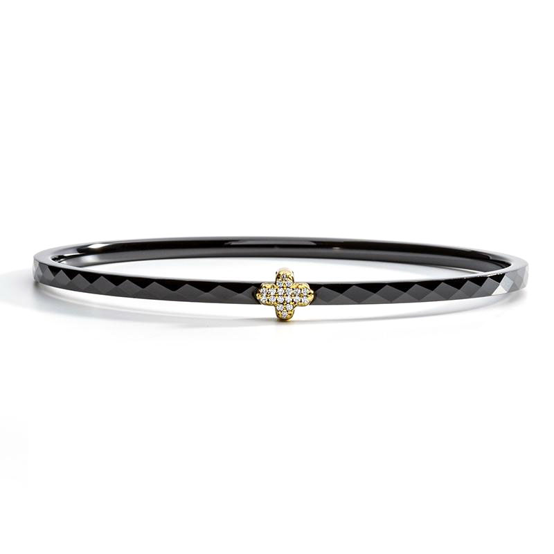 Halcyon Days Single Agama Pavé Bangle, Black and Gold